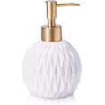 thumbnail image 1 of Ceramics Gold Soap Dispenser for Bathroom, Round Soap Dispenser with Delicate Embossed Rhombus Design (Black), 1 of 13