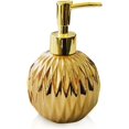 thumbnail image 1 of Ceramics Gold Soap Dispenser for Bathroom, Round Soap Dispenser with Delicate Embossed Rhombus Design (Black), 1 of 14