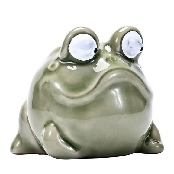 Ceramics Miniature Frogs Incenses Stick Holder Green Animal Statue with Large Eye for Home Decors and Meditations Space