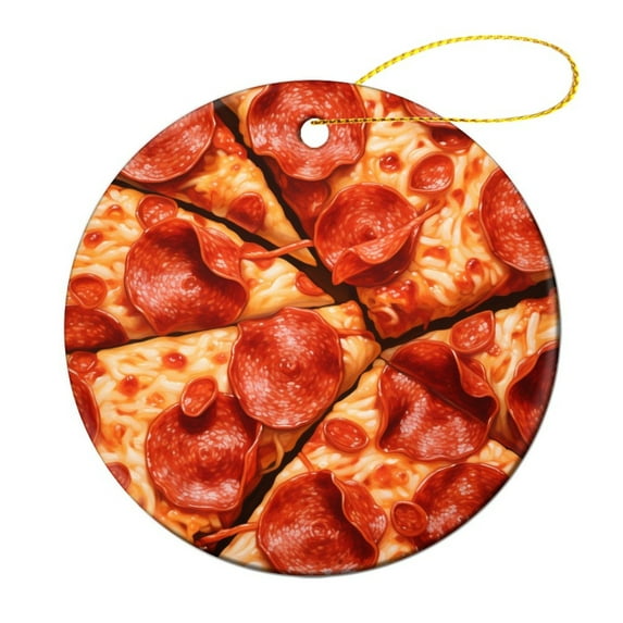 Ceramics Ornaments Funny Realistic Food Christmas Decoration Keepsake Ornament Pepperoni Pizza Keepsake Funny Christmas Hanging Tree Decor Ornament for Woman Friend Birthday