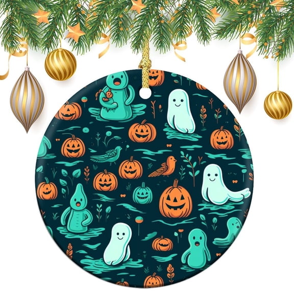 Ceramics Ornaments Ghosts And Pumpkins Stocking Name Tags Vintage Halloween Personalized Christmas Ornaments Holiday Present