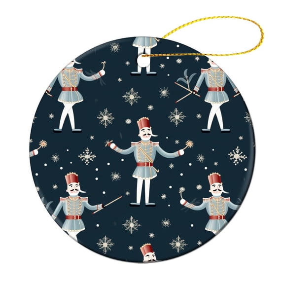 Ceramics Ornaments Nutcracker Snow Customized Round Ceramic Ornament Nutcracker Ballet Ballerina Ornament for Christmas Tree Holiday Present