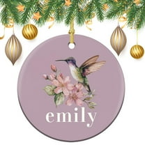 Ceramics Ornaments Personalized Hummingbird 3" Ceramic Christmas Ornament Bird Flower Xmas Tree Decorations Flat Circle Ceramic Ornament Gifts Keepsake for Family