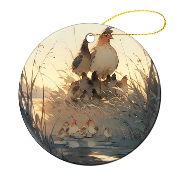 Ceramics Ornaments Retro Farm Animal Farmhouse Christmas Tree Ornaments Hen And Her Chicks Christmas Xmas Tree Ornament Decoration Hanging Pendant Decor Housewarming Gift