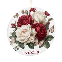 Ceramics Ornaments Rose Flower Floral Stocking Name Tags Custom Roses Personalized Christmas Ornaments Christmas Ornament for Family Sister Friend
