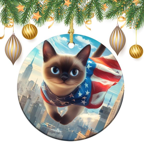 Ceramics Ornaments Siamese Cat Personalized Christmas Ornament Funny Cute Cat Xmas Tree Decoration Ornament Xmas Present