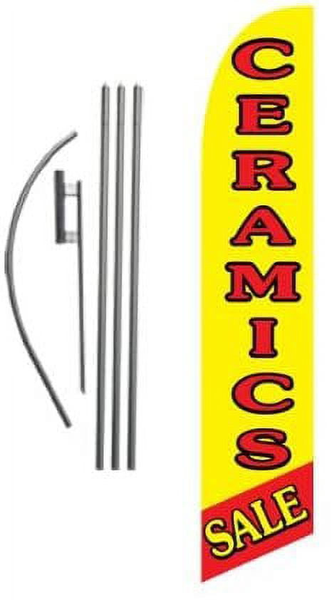 Ceramics Sale Advertising Feather Banner Swooper Flag Sign with Flag Pole Kit and Ground Stake