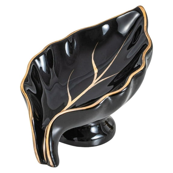 Ceramics Soap Dish Container Drain Tray Soap Holder Rack Case Box for Kitchen, Bath, Shower, Bathtub, Decor Black