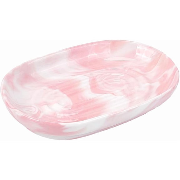 Ceramics Soap Dish Soap Holder Pink Texture Handcrafted Fancy Multi-Purpose Soap Bar Holder Marble Textures Oval Soap Tray Non-Slip