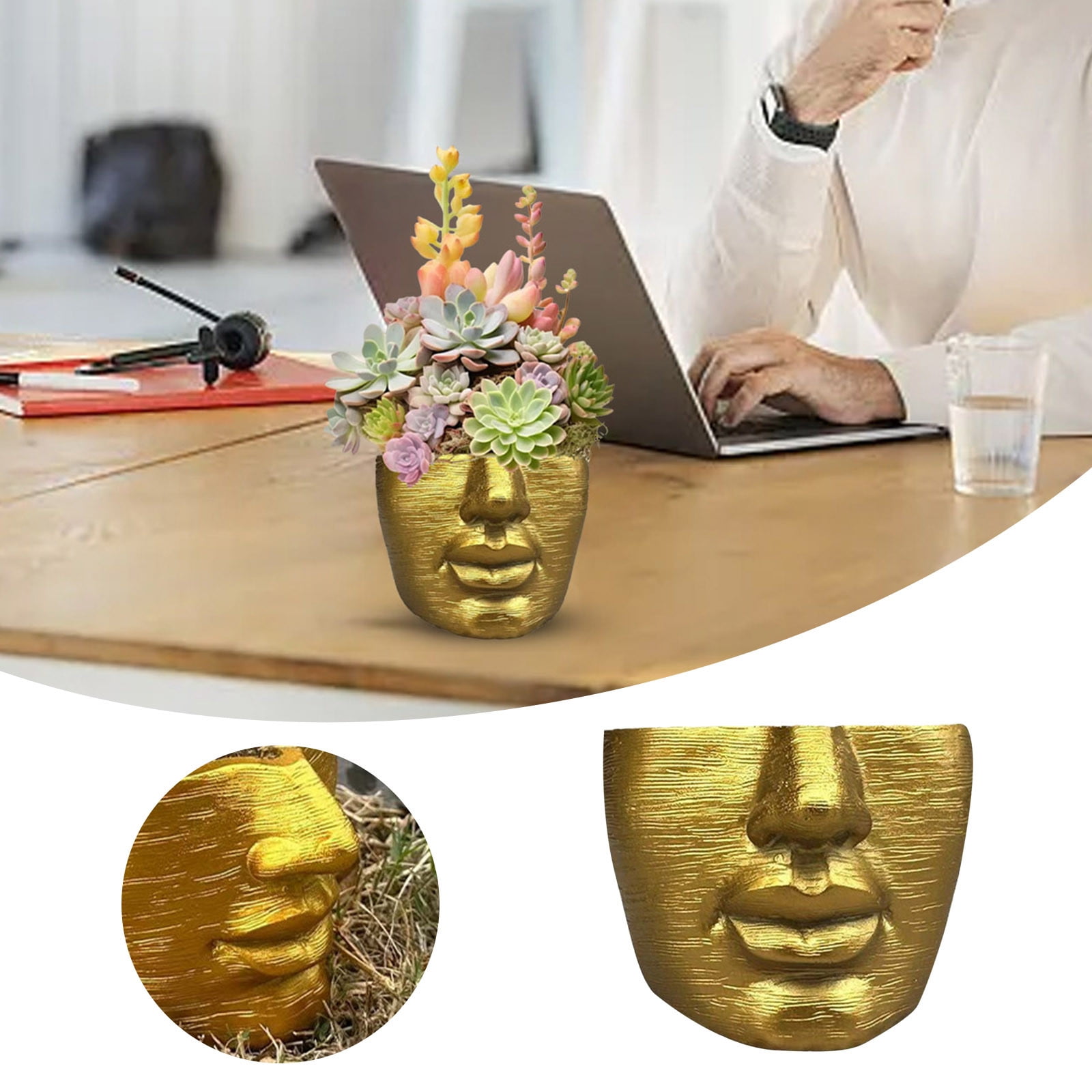 Ceramics Statue Flower Vase Face Pots Bust Head Shaped For Birthday ...