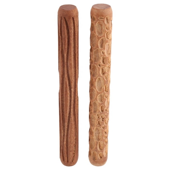 Ceramics Studio 2-Pack Wood Grain & Pebble Pattern Clay Modeling Rollers, Textured Rolling Pins, 12 cm