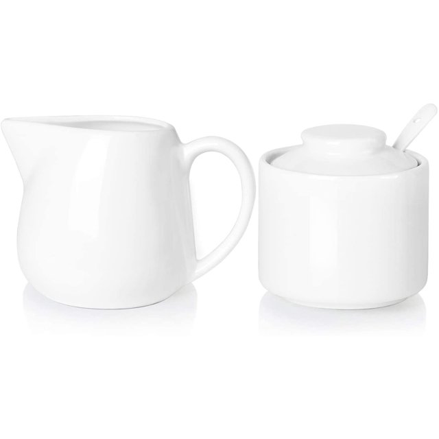 Ceramics Sugar and Creamer,Cream Pitcher,Sugar Bowl with Spoon and Lid