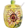 thumbnail image 1 of Ceramics Sunflower Hand Painted Painting Sugar Salt Pepper Storage Jar with Lid And Spoon, 1 of 5