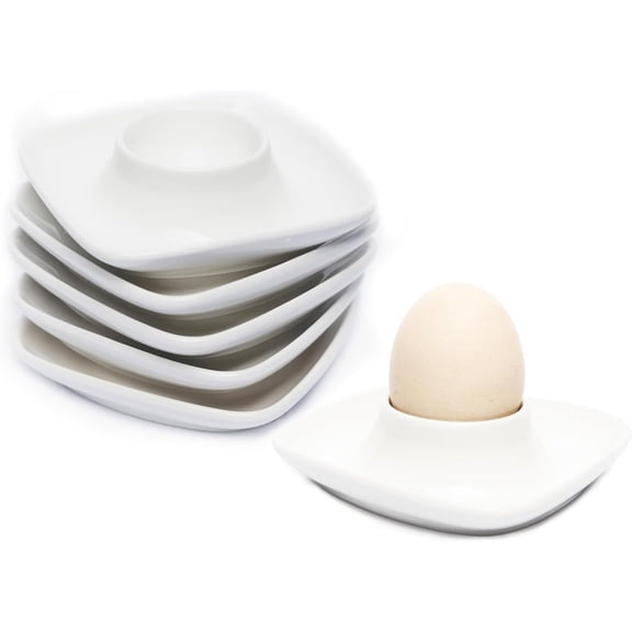 Ceramics White Egg Cups for Hard Boiled Eggs Set