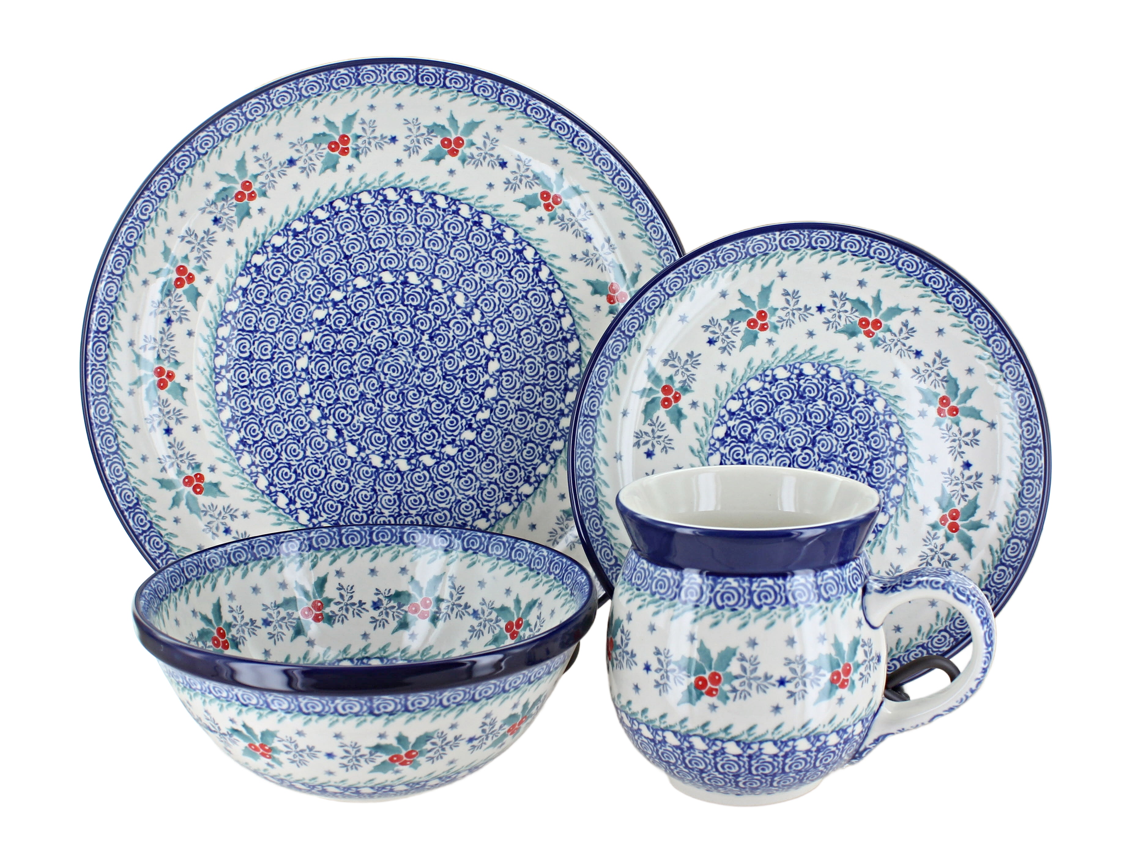 Blue Rose Pottery Zuppiera In Ceramica Polacca Mardi Gras – Fatta A Mano, Da 15 Tazze, Adatta A Microonde E Lavastoviglie