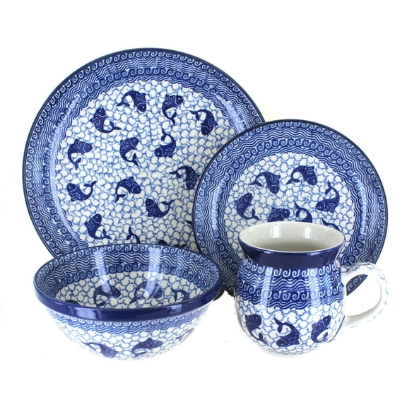 Ceramika Artystyczna Blue Rose Polish Pottery  Dinnerware (4 PC) Mosaic Beach