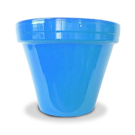 Ceramo 203370 8.5 x 7.5 in. Powder Coated Ceramic Standard Flower Pot, Robins Egg Blue - Pack of 10