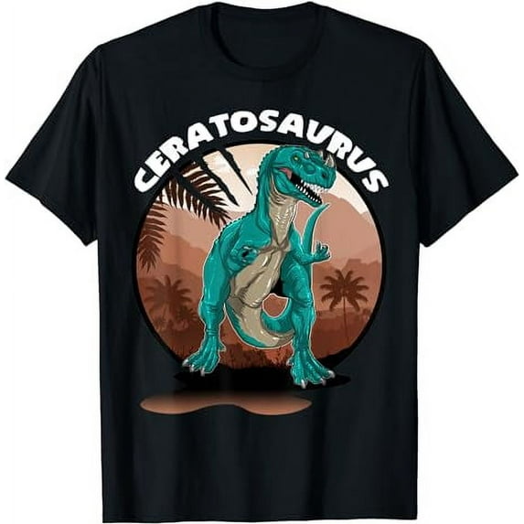 Ceratosaurus With Background Dinosaur Design T-Shirt