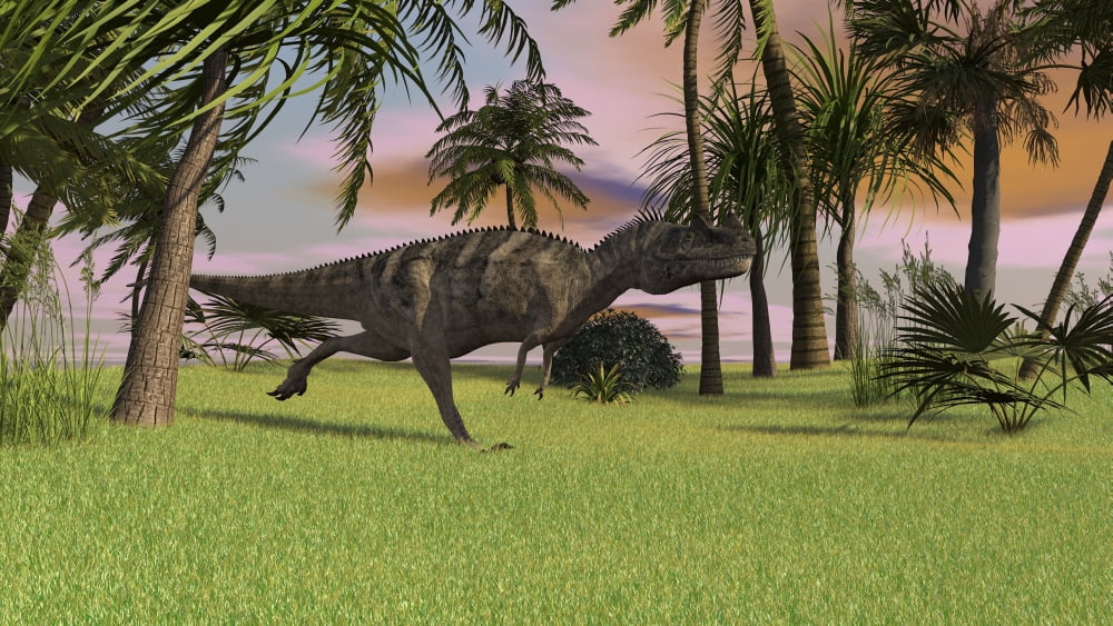 Ceratosaurus running across a field Canvas Art - Kostyantyn IvanyshenStocktrek Images (38 x 22)