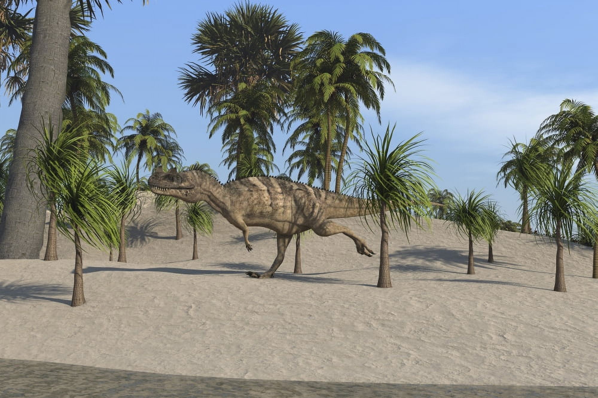 Ceratosaurus running across a tropical landscape Canvas Art - Kostyantyn IvanyshenStocktrek Images (35 x 23)