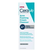 Cerave Acne Foaming Cream Cleanser with 4% Benzoyl Peroxide, Hyaluronic Acid, Niacinamide Cream-to-Foam Formula 5 fl oz