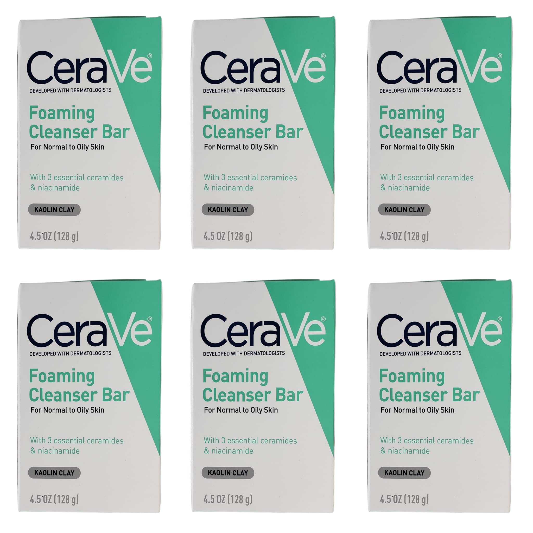 Cerave Foaming Cleanser Bar For Normal To Oily Skin Bundle Of 6