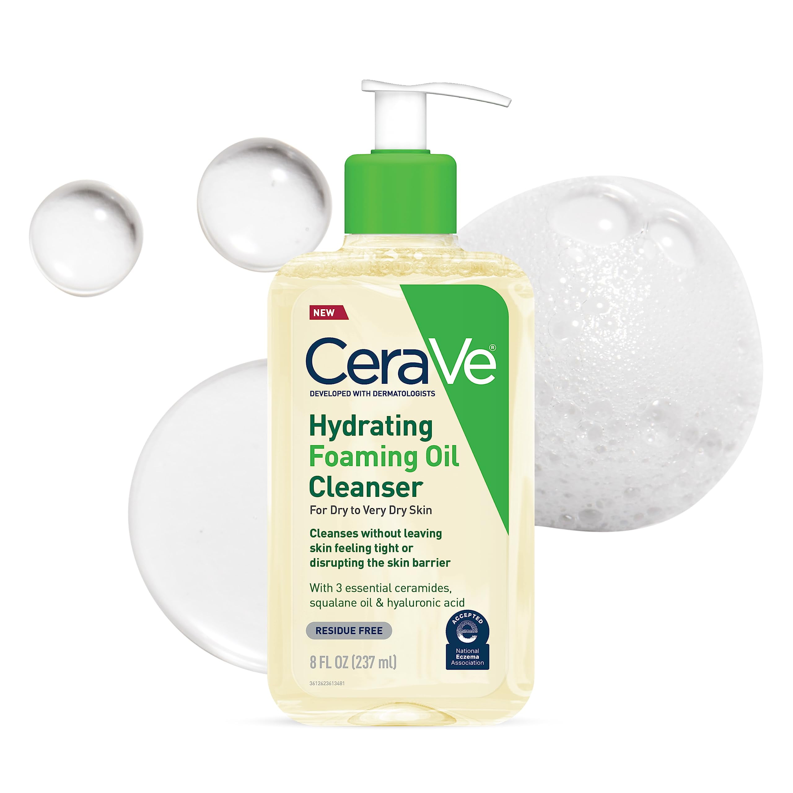 Cerave Hydrating Foaming Oil Cleanser Wash With Squalane Oil