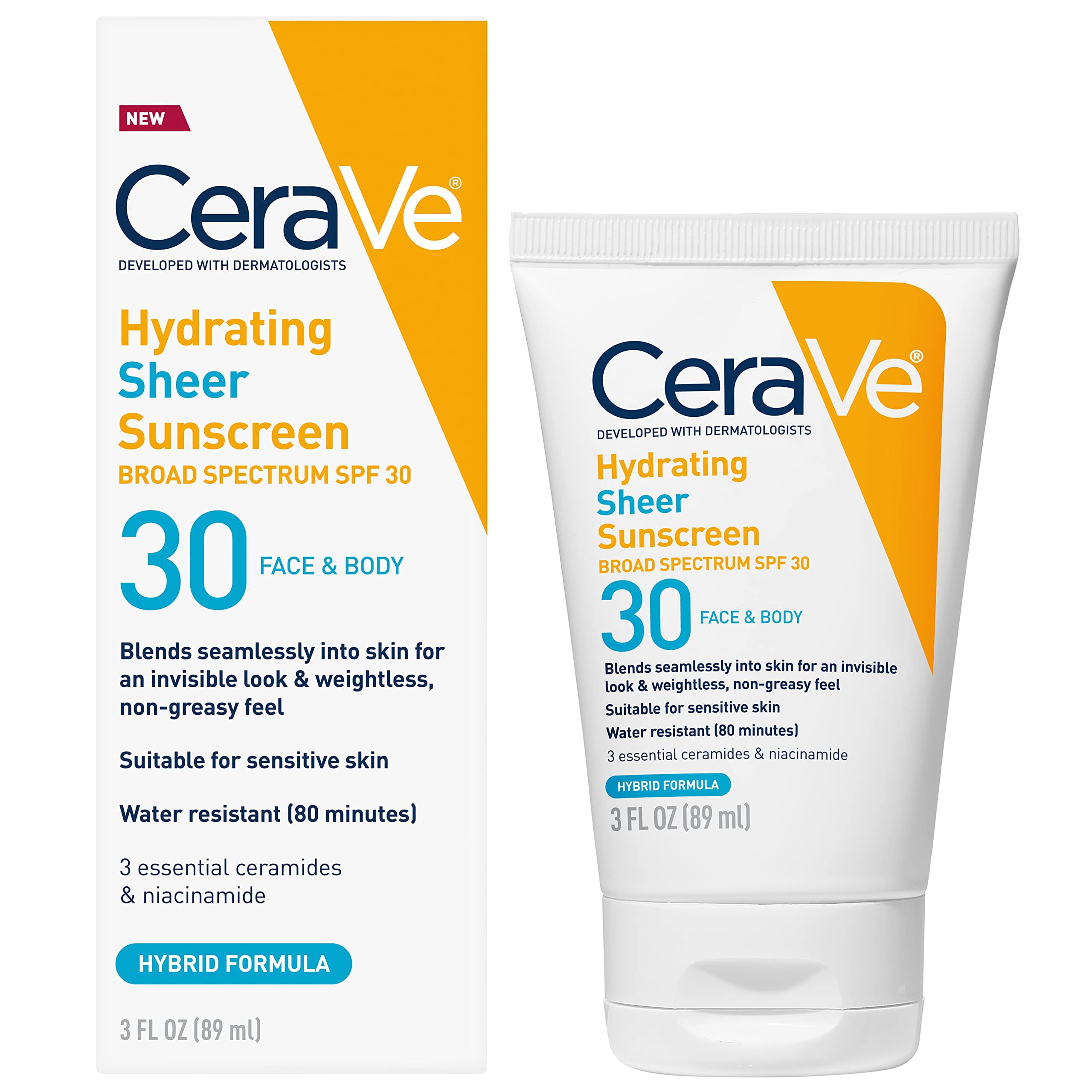 Cerave Hydrating Sheer Sunscreen Spf 30 For Face And Body Mineral