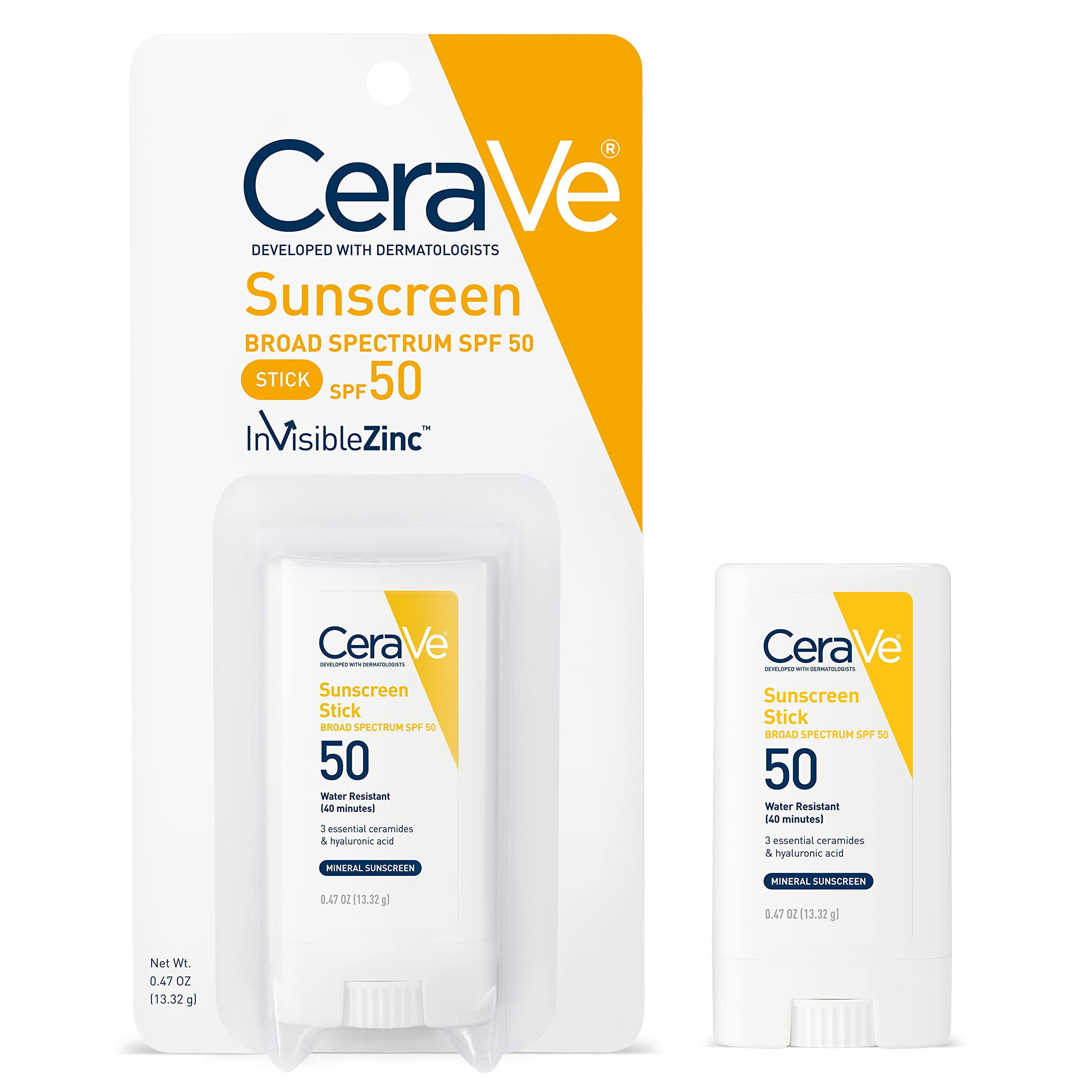 Cerave Mineral Sunscreen Stick For Kids & Adults 100 Sunscreen, Zinc