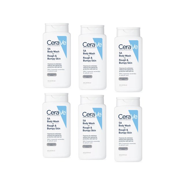 Cerave SA Body Wash For Rough & Bumpy Skin, 10 Fluid Ounces Pack of 6