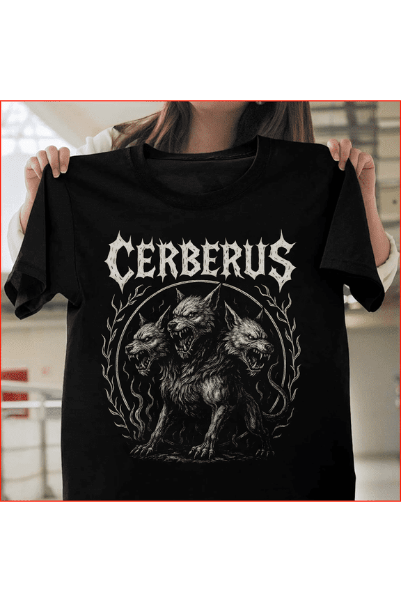 Cerberus Metal Art Hellhound Guardian Mythic Look H335 V80709 Unisex T-Shirt, Up to Size 5XL