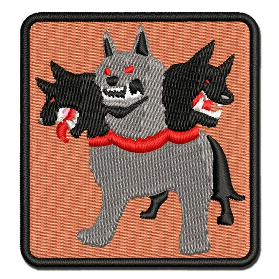 Cerberus Three Headed Hell Hound Dog Hades Greek Mythology Applique Multi-Color Embroidered Iron-On Patch - 2.0 Inch Mini