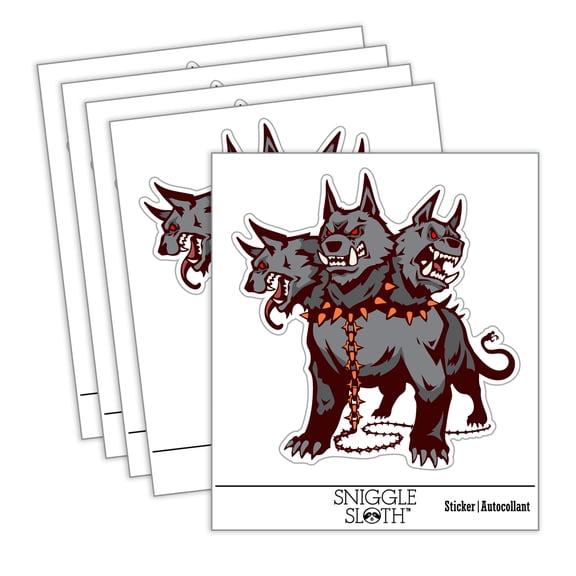 Cerberus Three Headed Hell Hound Dog Hades Greek Mythology Car Window Bumper Water Bottle Phone Tablet Laptop Waterproof Vinyl Decal Sticker Set 5-Pack - Gloss Finish - 2.0"