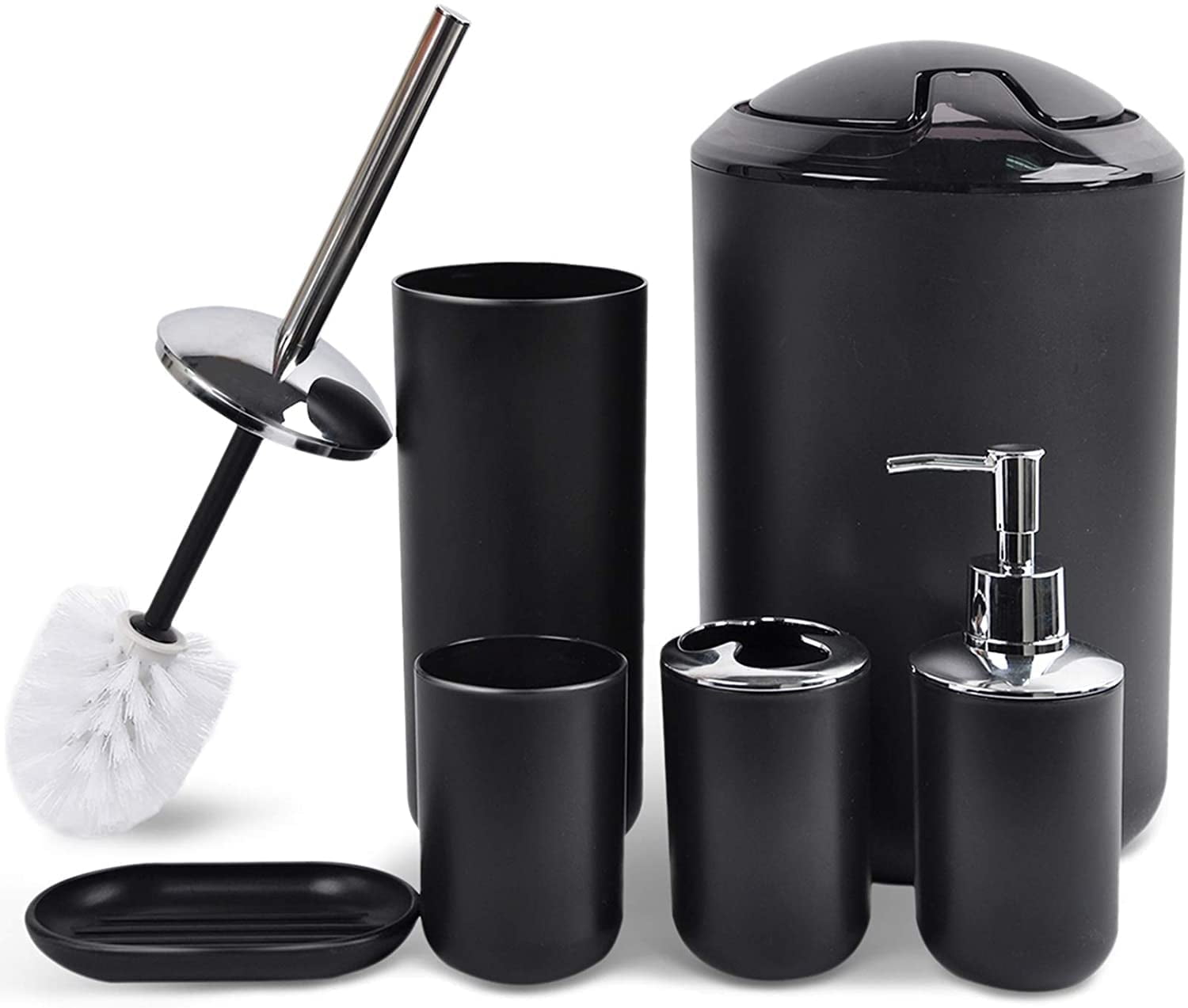 Cerbior 6 Plastic Bathroom Linen & Accessory Set, Black