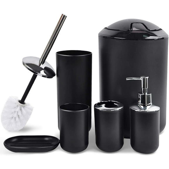Cerbior 6 Plastic Bathroom Linen & Accessory Set, Black