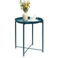 thumbnail image 1 of Cerbior Metal Tray End Table, Round Accent Coffee Side Table, Anti-Rust and Waterproof Outdoor Small Side Table, Indoor Modern Sofa Side Table Bedside Table for Living Room Bedroom (Deep Blue), 1 of 8