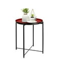 thumbnail image 1 of Cerbior Metal Tray End Table, Round Accent Coffee Side Table, Anti-Rust and Waterproof Outdoor Small Sofa Table Bedside Table for Living Room Bedroom Balcony (Red mix Black), 1 of 9