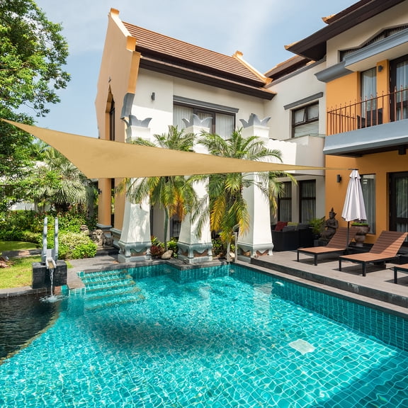 Cerbior UV Block Triangle Sun Shade Sail Canopy Outdoor Patio Pool Cover Net, 12x12x12ft