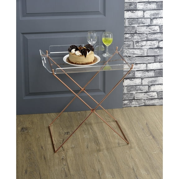 Cercie Clear Acrylic & Copper Finish Tray Table