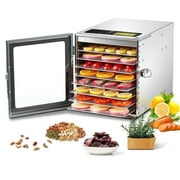 CERCKER Food-Dehydrator Machine 8 Trays Stainless Steel Fruit Dryer, 500W Meat Dehydrator Jerky Maker, 24H Timer Food Dryer with 190ºF Adjustable Thermostat