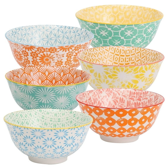 Cereal Bowls, 26 Oz Ceramic Bowls, Set of 6 Soup Bowls, Bowls for Kitchen, Bowl Set for Salad, Pasta, Oatmeal, 6.3 Inch-Microwave Dishwasher Safe