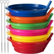 Cereal Bowls with Straws for Kids - (Set of 6) 20-Ounce - BPA-Free Plastic Reusable Built-In Straw Bowls for Kids, Children & Toddlers, Dishwasher and Microwave Safe, Includes 3 Cleaning Brushes