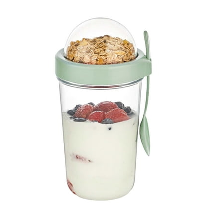 Cereal Container, Muesli Container Storage, Container with Lid for Yogurt, Snack, Fruit, Custard, Reusable Snack Cup with Lid, Cereal On the Go Cup, Meal Prep Container, 15 oz