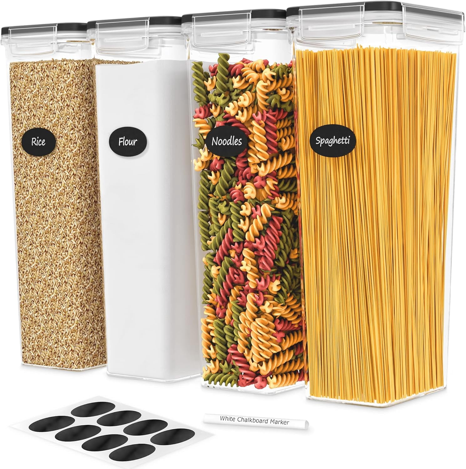 Cereal Containers Storage - 4 Pack Cereal Dispenser Airtight Food ...