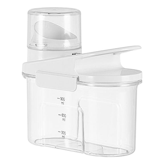 Cereal Containers Storage, Airtight Dry Food Storage Containers with Pouring Spout Cup for Snacks Grain Rice, Dispenser Plastic Bin, 1Pcs, Plastic Clear Food Storage Box with Pouring Spout