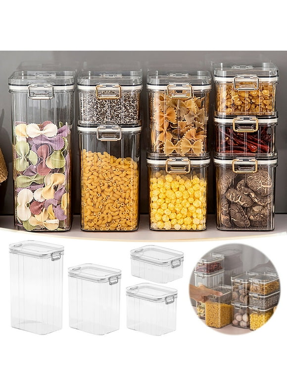 Cereal Containers Storage, Airtight Food Storage Containers Set Plastic Kitchen Pantry Containers with Lids Clear Storage Containers for Cereal, Flour, Pasta, Sugar, Snack