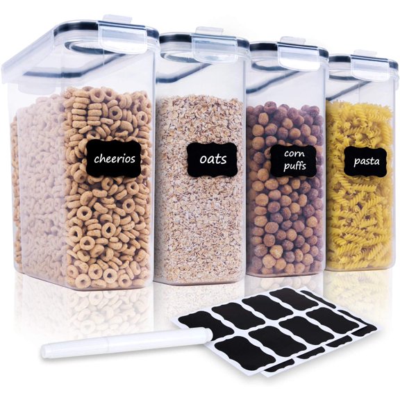 Cereal Containers Storage Set - 4 Piece Airtight Large Food Storage Containers(135.2oz), BPA Free Dispenser Plastic Cereal Storage Containers