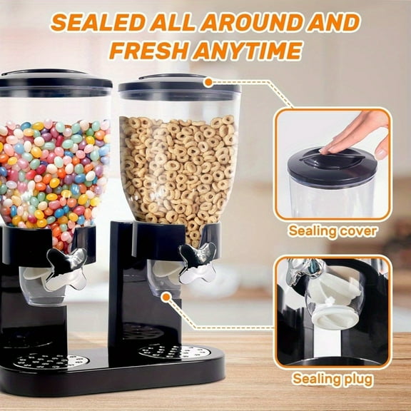 Cereal Dispenser Countertop, 2 Pack 67.63oz Large Capacity Cereal Container Airtight, Rotating Dry Food Dispenser for Small Size Nut, Candy, Beans, Rice, Pantry Kitchen Organizer to Keep Tidy