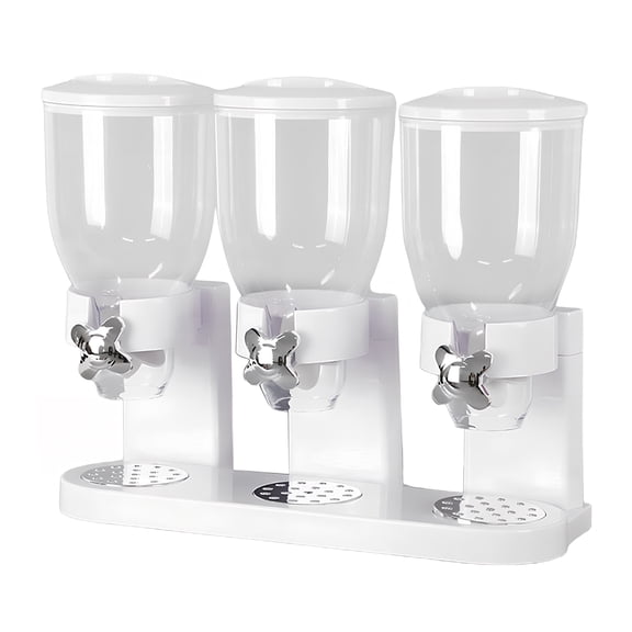 Cereal Dispenser Countertop, 2L Triple Dry Food Dispenser Candy Organizer Containers Storage for Pantry, Christmas, Rice, Grains, Nuts, Snack,Oatmeal, Pet food
