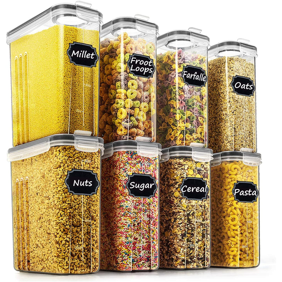 Cereal & Dry Food Storage Containers - Wildone Airtight Cereal Storage Set of 8